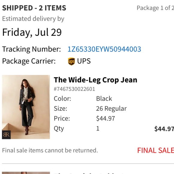 Banana Republic High waisted wide-leg crop jeans black size 26 - Picture 3 of 3